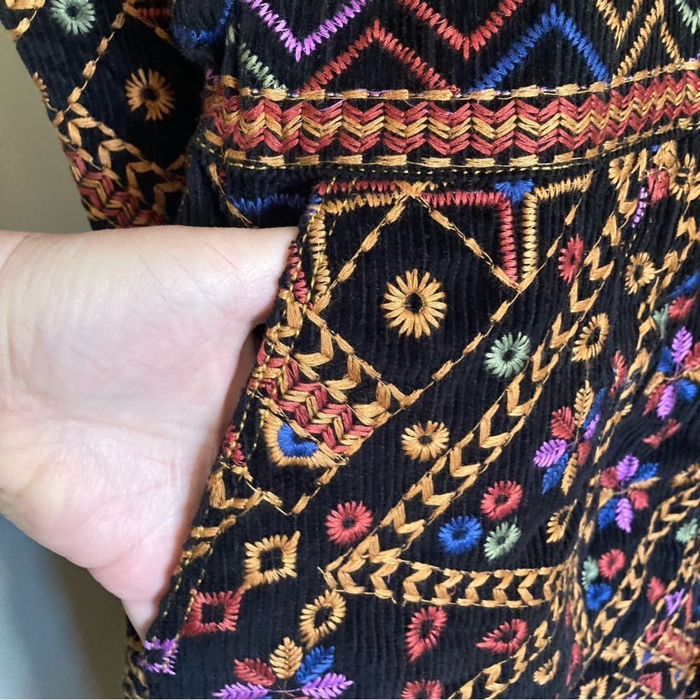 NEW RARE FARM Rio Embroidered Long Sleeve Jumpsuit Corduroy Floral Black $495 XL - Picture 13 of 16
